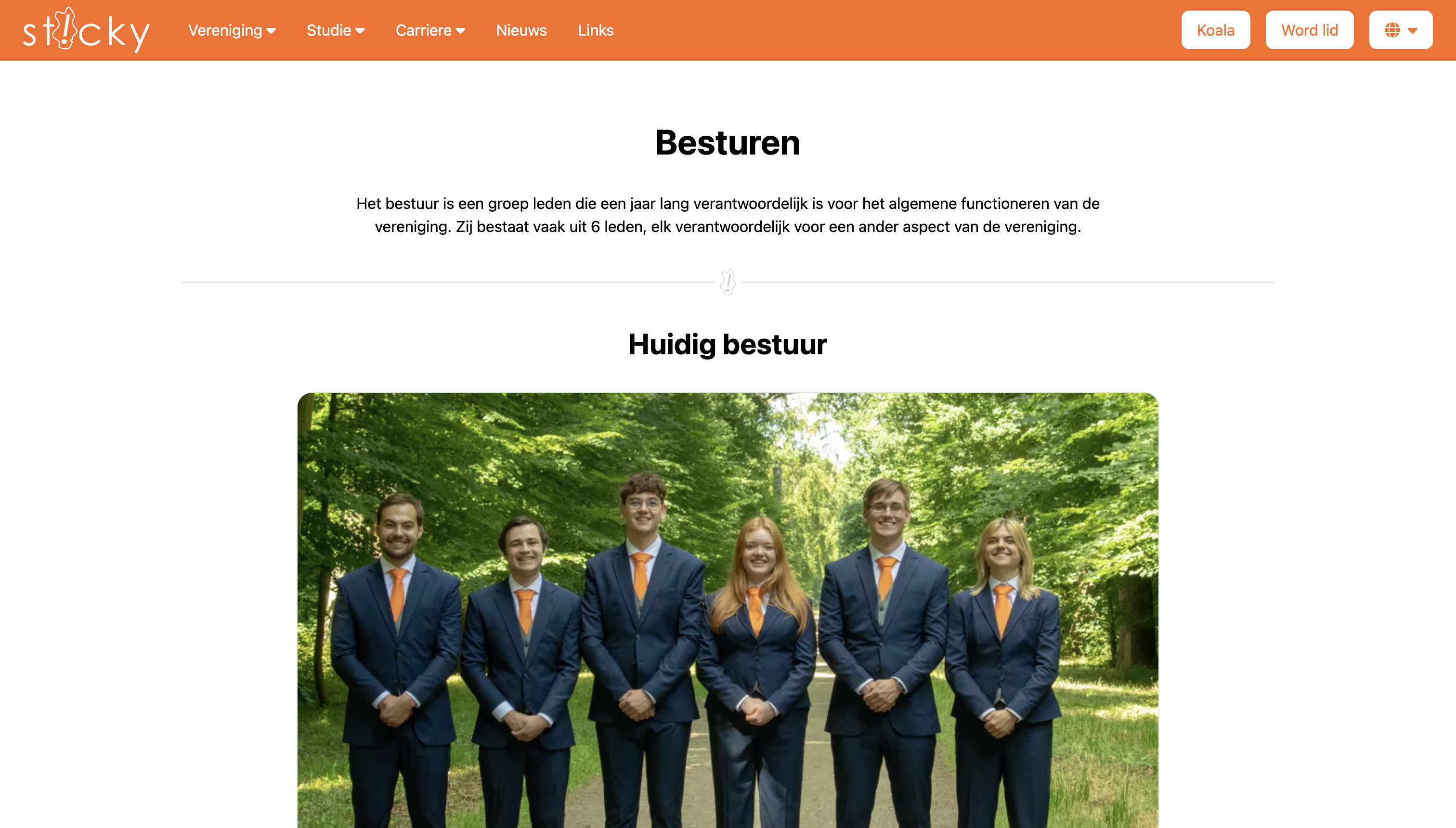 Study Association Sticky website homepage